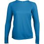 LADIES' LONG-SLEEVED SPORTS T-SHIRT, Aqua Blue