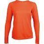 LADIES' LONG-SLEEVED SPORTS T-SHIRT, Fluorescent Orange