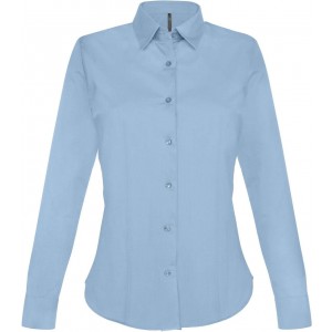 LADIES' LONG-SLEEVED STRETCH SHIRT, Light Blue (shirt)