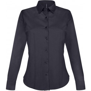 LADIES' LONG-SLEEVED STRETCH SHIRT, Navy (shirt)