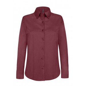 LADIES' LONG-SLEEVED STRETCH SHIRT, Wine (shirt)