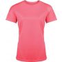 LADIES' SHORT-SLEEVED SPORTS T-SHIRT, Fluorescent Pink