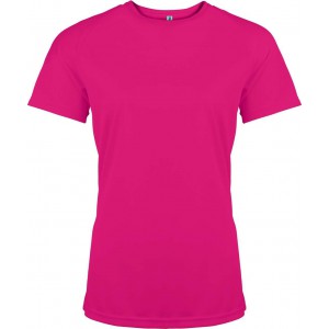 LADIES' SHORT-SLEEVED SPORTS T-SHIRT, Fuchsia (T-shirt, mixed fiber, synthetic)