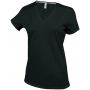 LADIES' SHORT-SLEEVED V-NECK T-SHIRT, Black