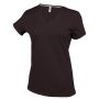 LADIES' SHORT-SLEEVED V-NECK T-SHIRT, Chocolate