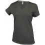 LADIES' SHORT-SLEEVED V-NECK T-SHIRT, Dark Khaki