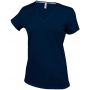 LADIES' SHORT-SLEEVED V-NECK T-SHIRT, Navy