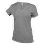 LADIES' SHORT-SLEEVED V-NECK T-SHIRT, Oxford Grey