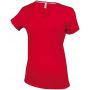 LADIES' SHORT-SLEEVED V-NECK T-SHIRT, Red