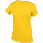 LADIES' SHORT-SLEEVED V-NECK T-SHIRT, Yellow