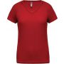 LADIES? V-NECK SHORT SLEEVE SPORTS T-SHIRT, Red