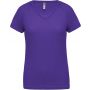 LADIES? V-NECK SHORT SLEEVE SPORTS T-SHIRT, Violet