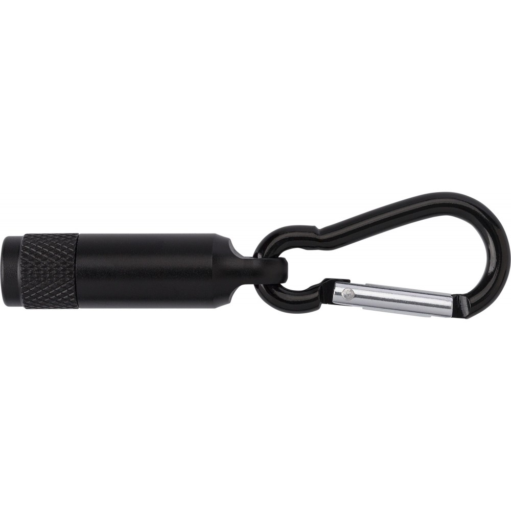 Mini-Taschenlampe aus Aluminium mit Karabiner Tracy, Schwarz (Lampen)
