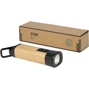Kuma bamboo/RCS recycled plastic torch with carabiner, Natur (Lamps)