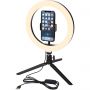 Studio ring light with phone holder and tripod, Solid black