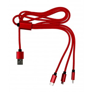 3-in-1 Ladekabel aus Nylon Felix, Rot