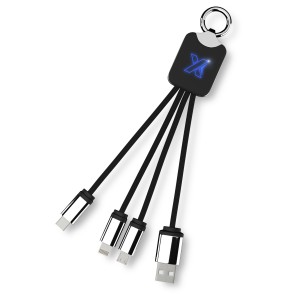 SCX.design C15 Quatro Ladekabel mit Leuchtlogo, blau, schwar