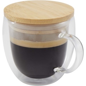 Lenora 250 ml glass cup with bamboo lid, Transparent clear <font size=1>[ENG]</font>