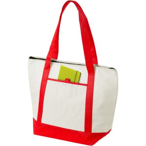 Lighthouse non-woven cooler tote, Natural,Red (Cooler bags)