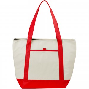 Lighthouse non-woven cooler tote, Natural,Red (Cooler bags)