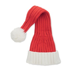 Long Christmas knitted beanie, Red (Hats)