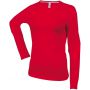 LADIES' LONG-SLEEVED CREW NECK T-SHIRT, Red