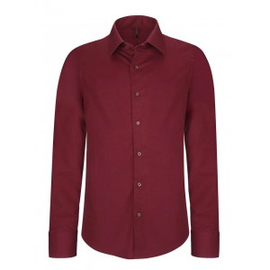 LONG-SLEEVED COTTON/ELASTANE SHIRT, Wine (shirt)