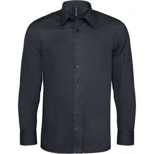 LONG-SLEEVED COTTON/ELASTANE SHIRT, Zinc (shirt)