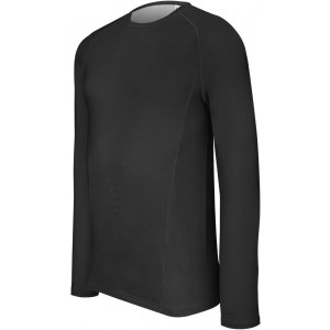 ADULTS' LONG-SLEEVED BASE LAYER SPORTS T-SHIRT, Black (Long-sleeved shirt)