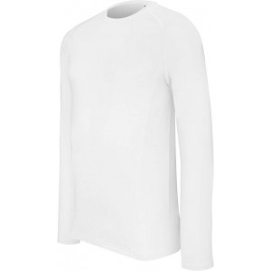ADULTS' LONG-SLEEVED BASE LAYER SPORTS T-SHIRT, White (Long-sleeved shirt)