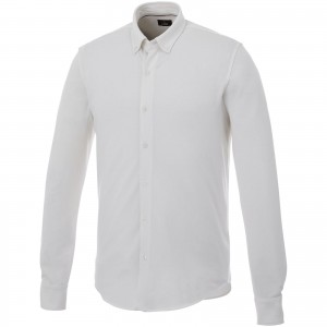 Bigelow long sleeve men's pique shirt, White (Long-sleeved shirt)