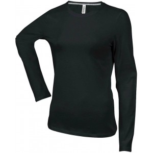 LADIES' LONG-SLEEVED CREW NECK T-SHIRT, Black (Long-sleeved shirt)