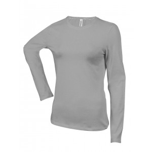LADIES' LONG-SLEEVED CREW NECK T-SHIRT, Oxford Grey (Long-sleeved shirt)
