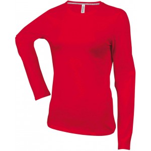 LADIES' LONG-SLEEVED CREW NECK T-SHIRT, Red (Long-sleeved shirt)