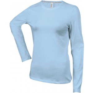 LADIES' LONG-SLEEVED CREW NECK T-SHIRT, Sky Blue (Long-sleeved shirt)