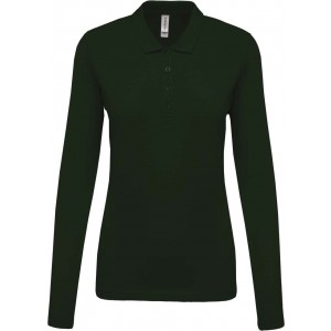 LADIES? LONG-SLEEVED PIQU POLO SHIRT, Forest Green (Long-sleeved shirt)