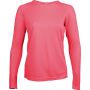 LADIES' LONG-SLEEVED SPORTS T-SHIRT, Fluorescent Pink