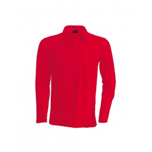 MEN'S LONG-SLEEVED POLO SHIRT, Red (Long-sleeved shirt)