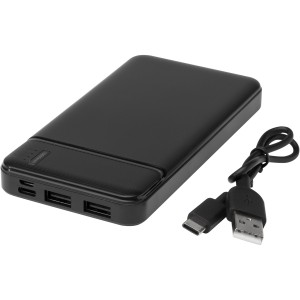 Loop 10.000 mAh recycled plastic power bank, Solid black (Powerbanks)