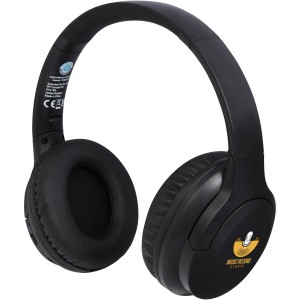 Loop recycled plastic Bluetooth(r) headphones, Solid black (Earphones, headphones)