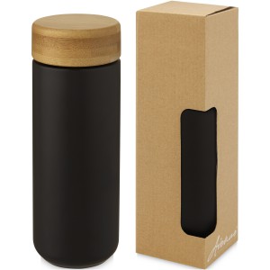 Lumi 300 ml Keramikbecher mit Bambusdeckel, schwarz