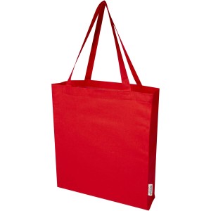 Madras 140 g/m2 GRS recycled cotton gusset tote bag, Red (Shopping bags)