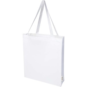 Madras 140 g/m2 GRS recycled cotton gusset tote bag, White (Shopping bags)