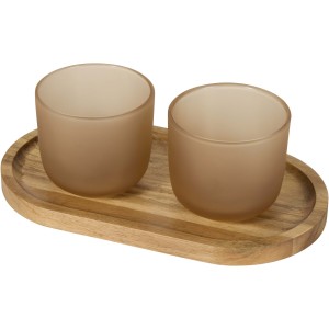 Male wooden serving tray and glass cups set, Oatmeal <font size=1>[ENG]</font>