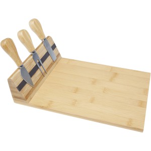 Mancheg Bambus Kseplatte mit Besteck magnetisch, natural