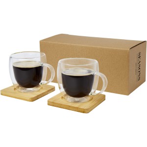 Manti 2-teiliger 250 ml doppelwandiger Glasbecher mit Bambus