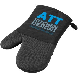 Maya cotton with rubber oven mitt, Shiny black, solid black (Kitchen textile)