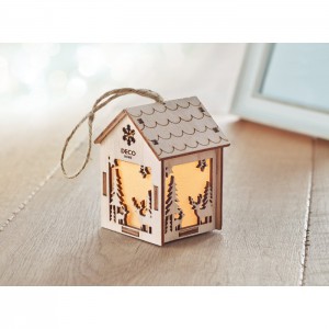 MDF house with light, Wood (Decorations)