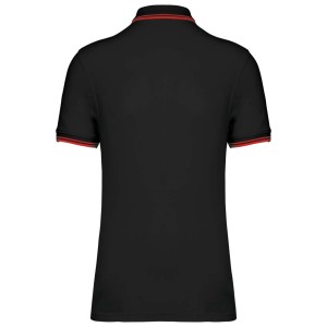 MEN'S 2 STRIPED SHORT SLEEVED POLOSHIRT, Black/Red (Polo shirt, 90-100% cotton)