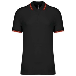 MEN'S 2 STRIPED SHORT SLEEVED POLOSHIRT, Black/Red (Polo shirt, 90-100% cotton)